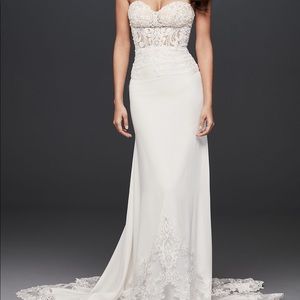 DAVID’S BRIDAL Sheer Beaded Bodice Lace Wedding